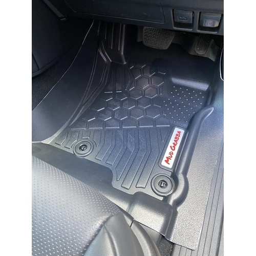 Mudgrabba 4WD Moulded Floor Mats suits Triton MR Dual Cab Four Door Utility 2018-2023 [Mudgrabba Type: Front Only] [Colour: Black]